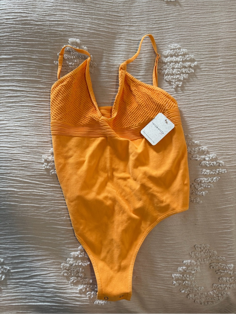 Free People Textured Bust Orange Bodysuit